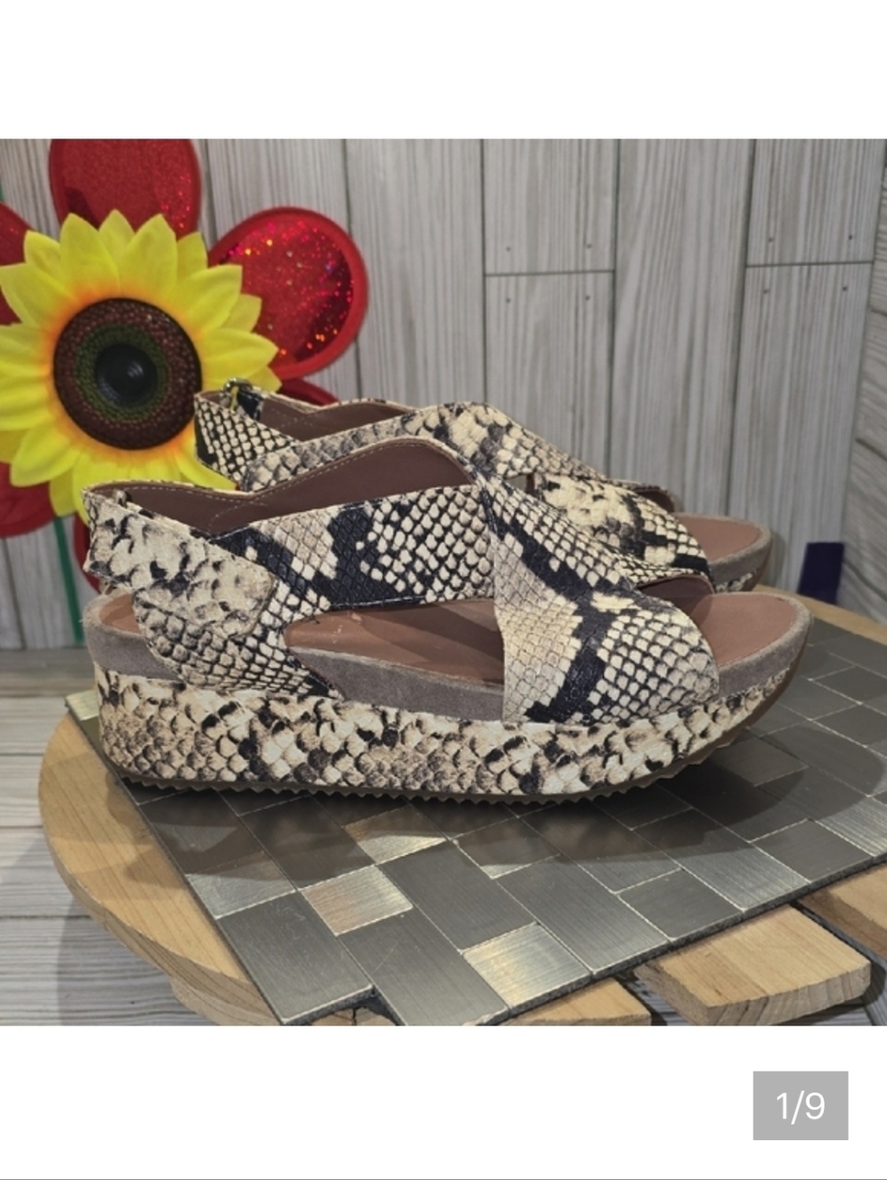 Artisan Cream and Black Platform Sneakers with Exotic Print